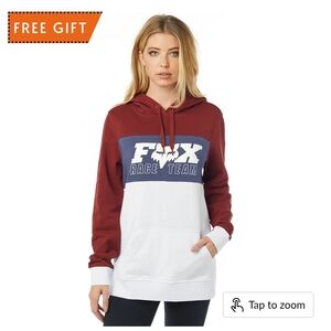 Fox Women's Maroon and White Hoodie